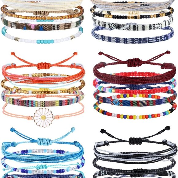 Jewelry - 24 Pieces Waterproof String Bracelets for Women Surfer Wave Boho Bracelet Adjust